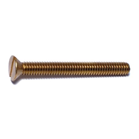 Midwest Fastener #12-24 x 2 in Slotted Flat Machine Screw, Plain Brass, 20 PK 61217
